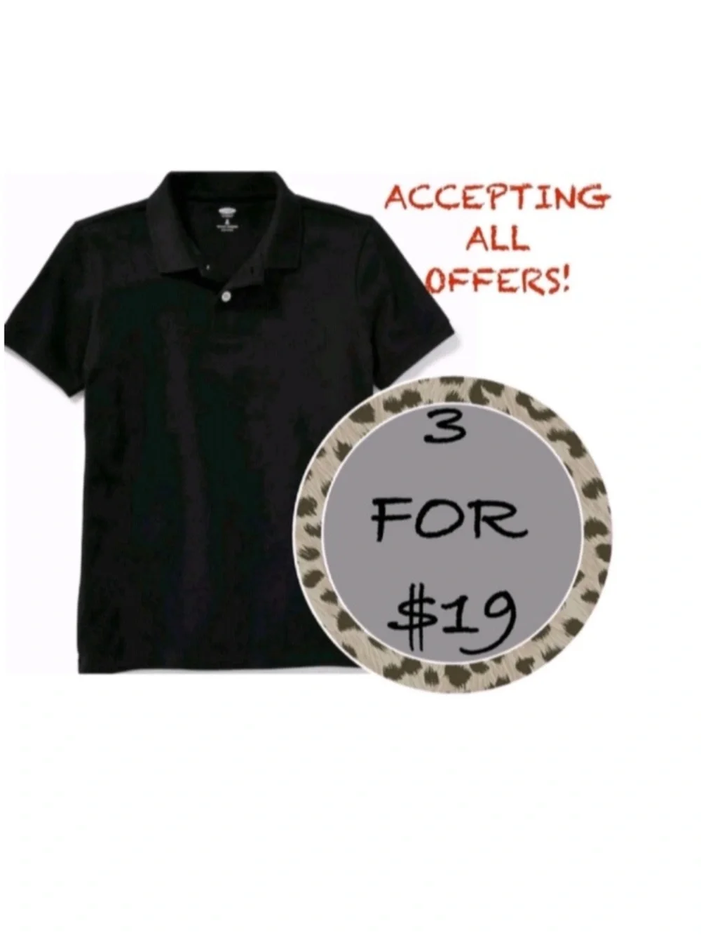 3/$19 Old Navy black school uniform shirt sleeve polo shirt